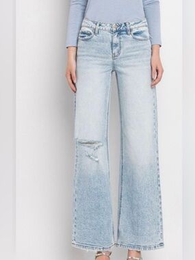 NWOT Lovervet Catarina Tummy control distressed wide leg jeans sz 27